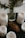 A collection of white pillar candles arranged around a pine cone and a sprig of greenery in a glass jar on a dark surface. The candles are in various stages of being used, with some showing melted wax. The aesthetic appears natural and rustic.