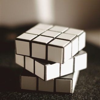 white and black 3 x 3 rubiks cube