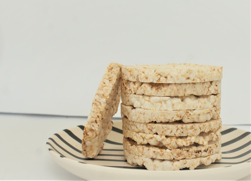 brown cookies on white ceramic plate