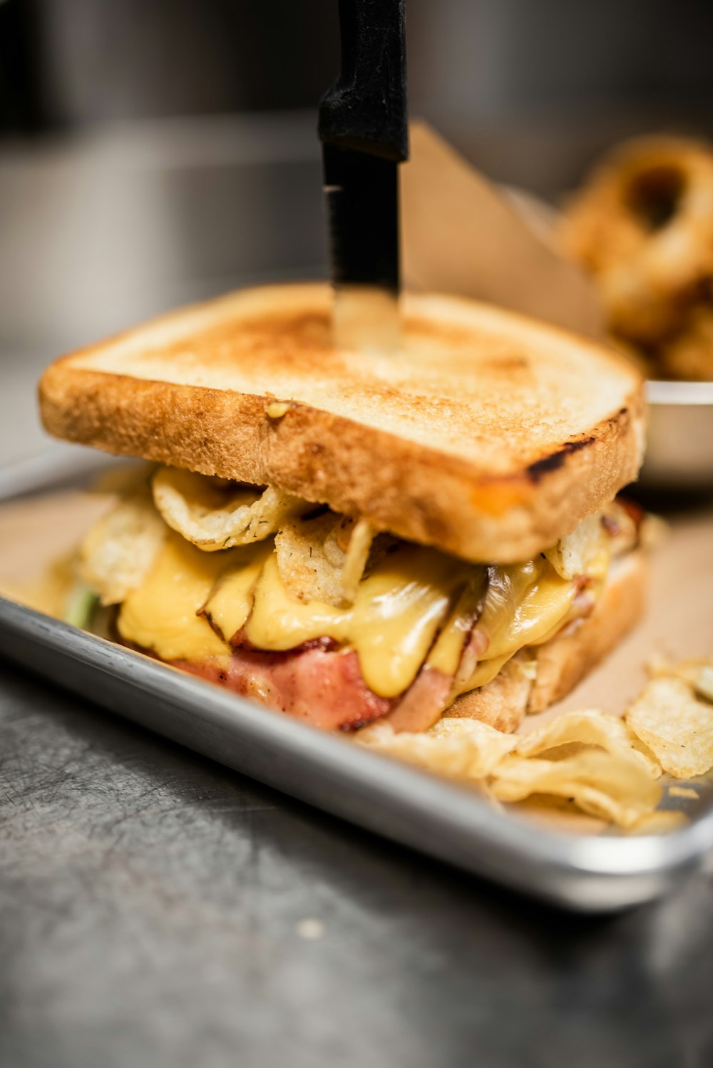 burger with fries on white ceramic tray