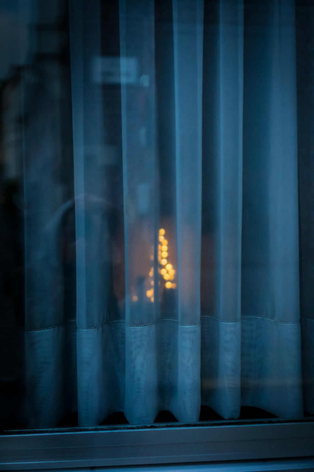 blue and white window curtain