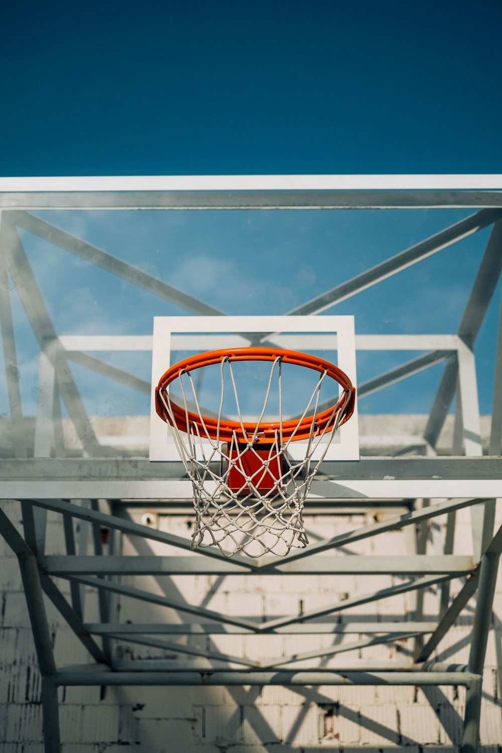 orange and white basketball hoop