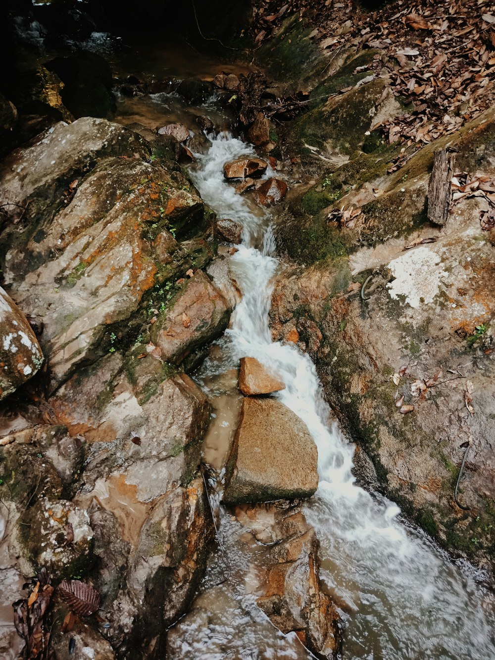 brown and gray rocks on river