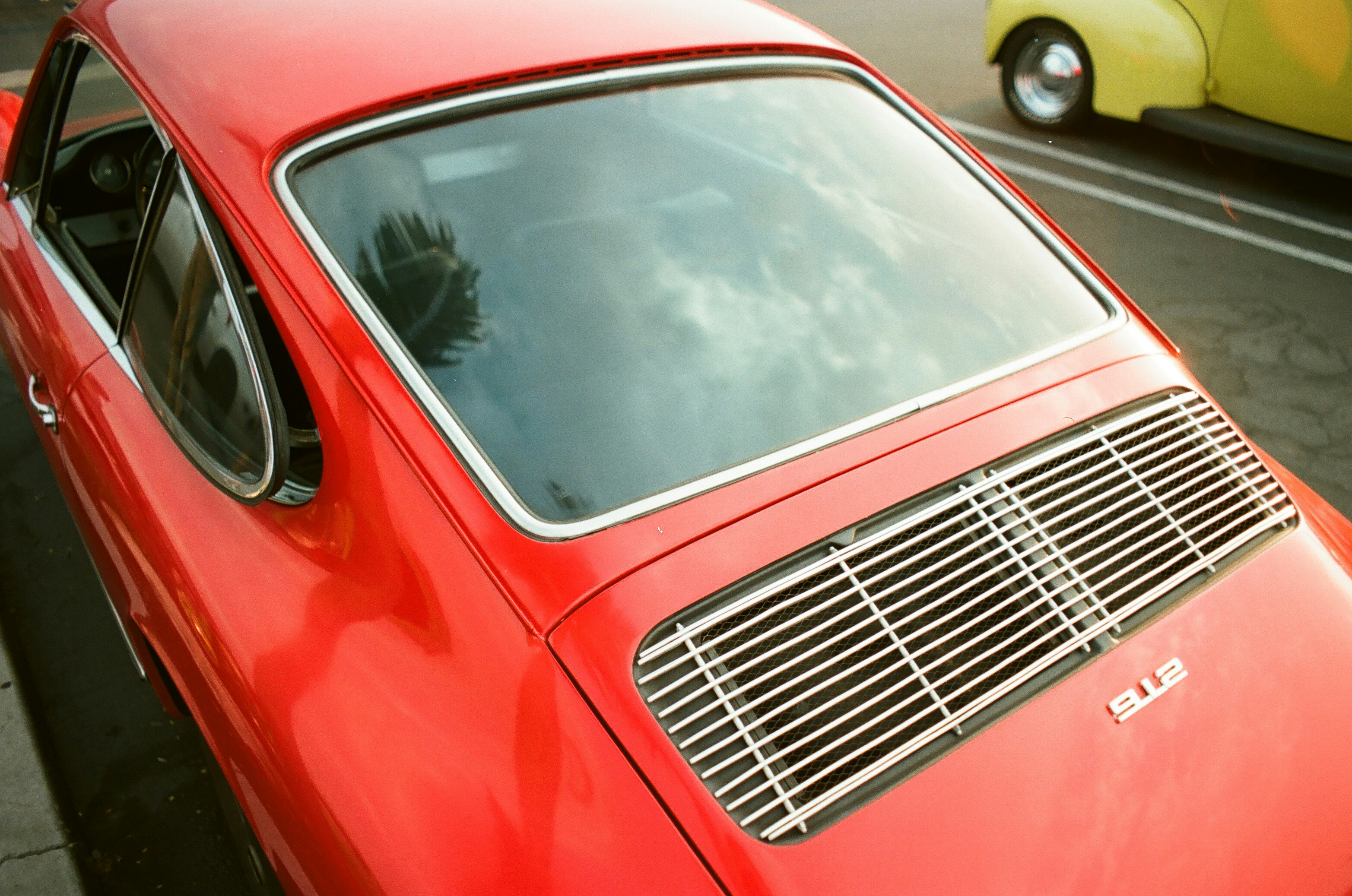 red-car-with-white-and-black-car-in-front-photo-free-huntington-beach