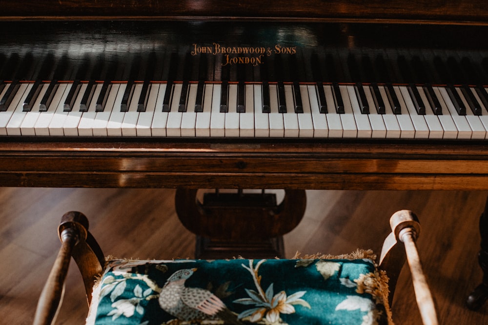 black and white upright piano