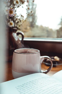 A cozy scene of a woman reading a heartfelt letter by a sunlit window, surrounded by soft blankets and a steaming cup of tea.