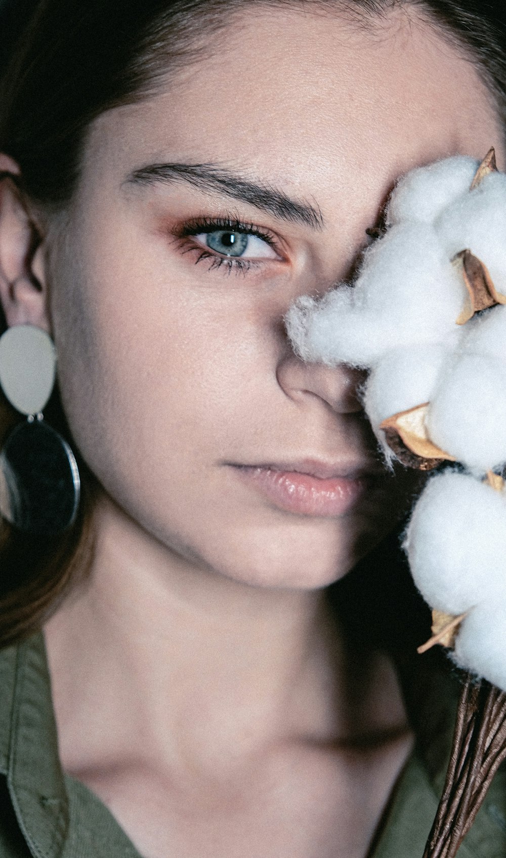 woman in white fur scarf