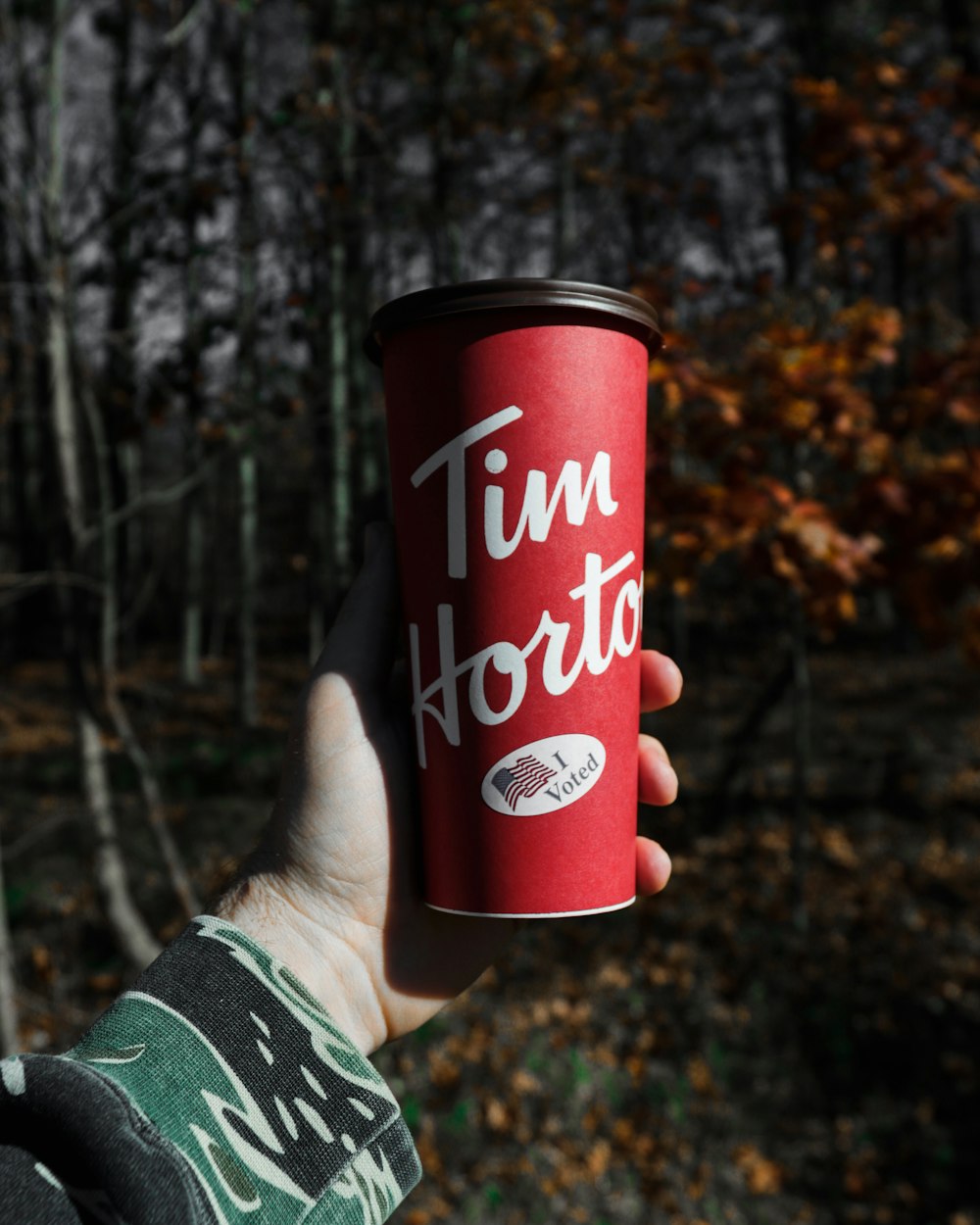 red and white labeled can