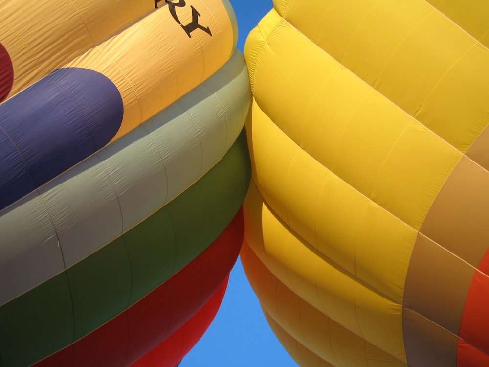 yellow red and blue hot air balloon