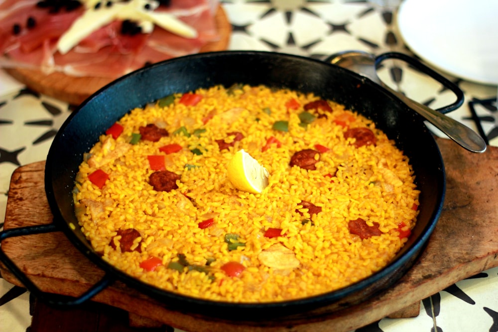 fried rice on black cooking pan