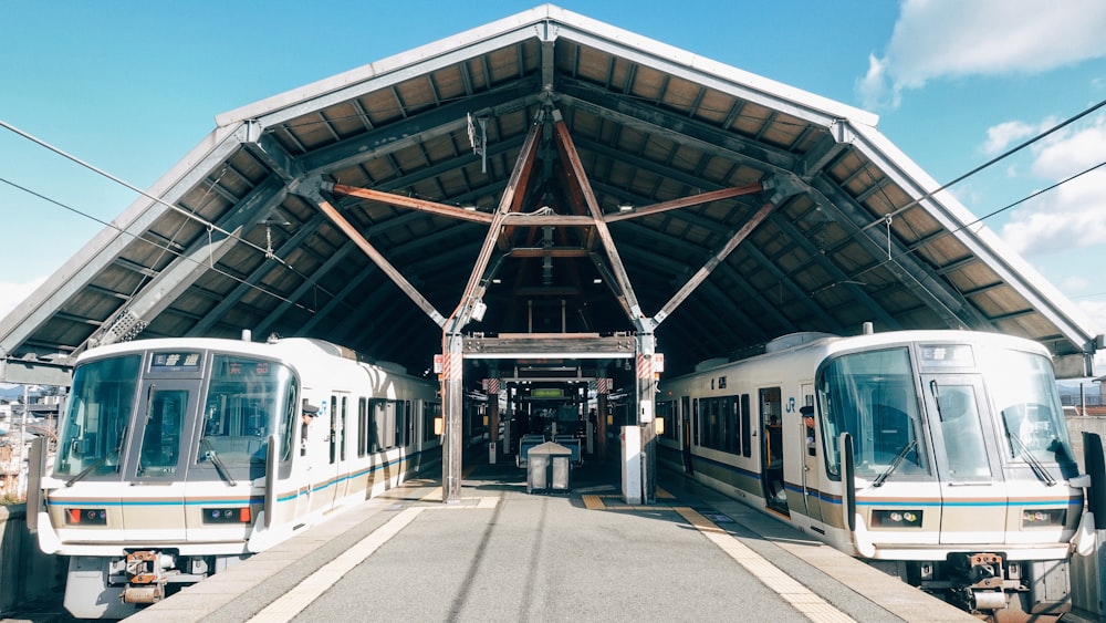 white train on train station during daytime