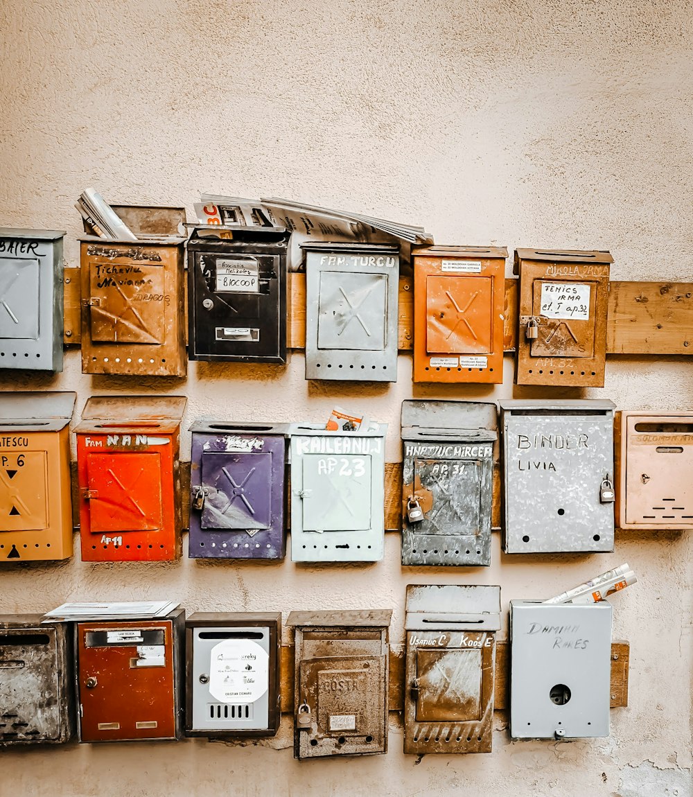 brown and white wall mounted cabinet