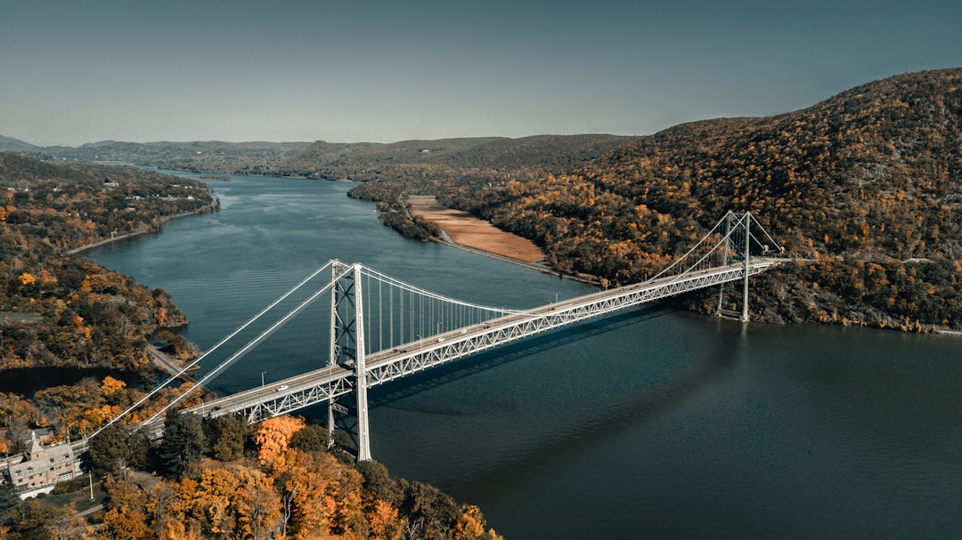 white bridge over blue sea during daytime, Bear Mountain Bridge over the Hudson River 2/2 (IG: @clay.banks)