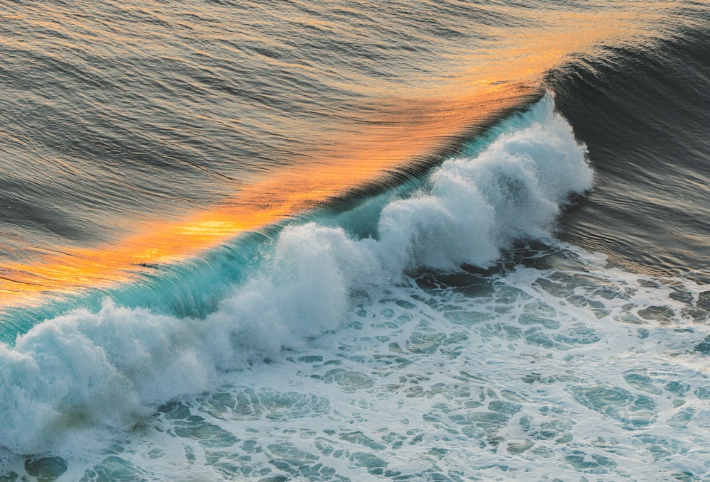 Les vagues de l’océan s’écrasent sur le rivage pendant la journée