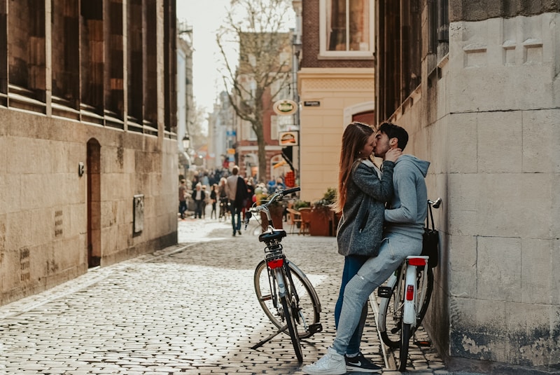 Travel romance on city bicycle