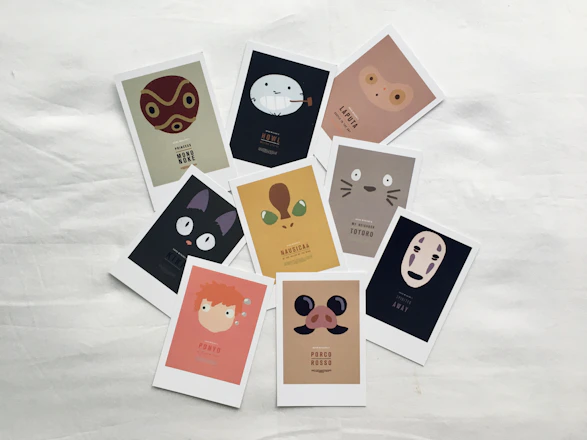 Cards on white textile