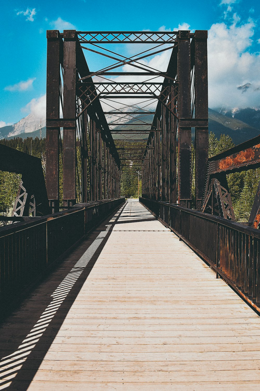 brown wooden bridge over river