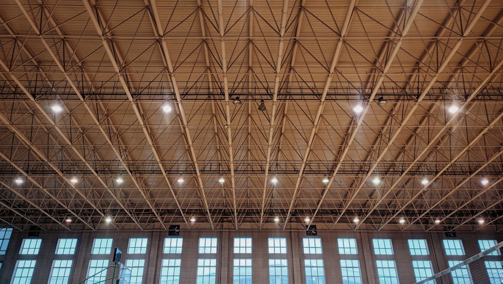 brown wooden ceiling with light fixture