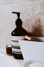 black and white pump bottle