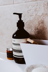 black and white pump bottle