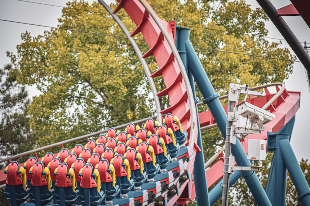 red and blue roller coaster