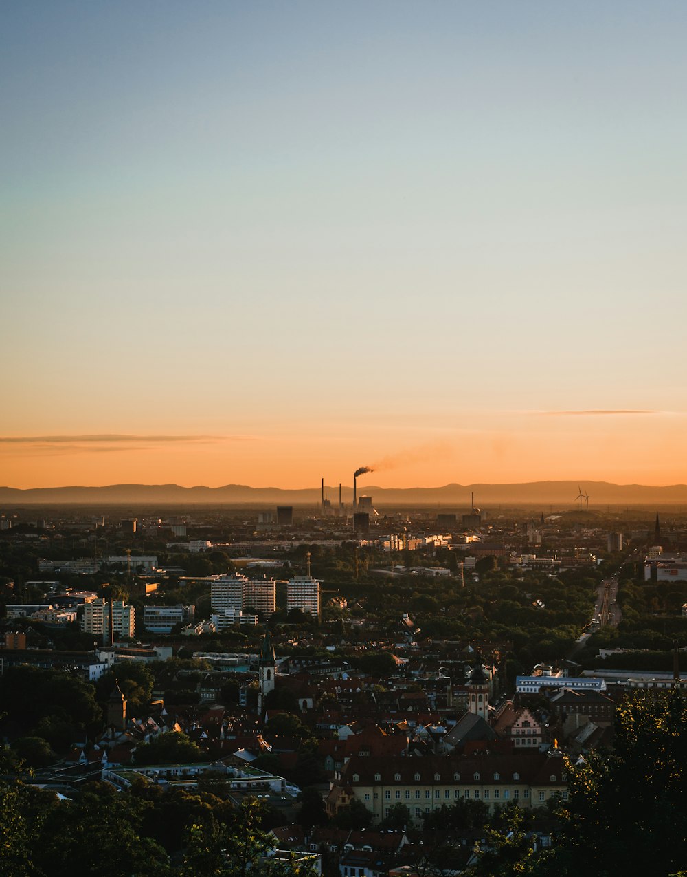 city with high rise buildings during sunset