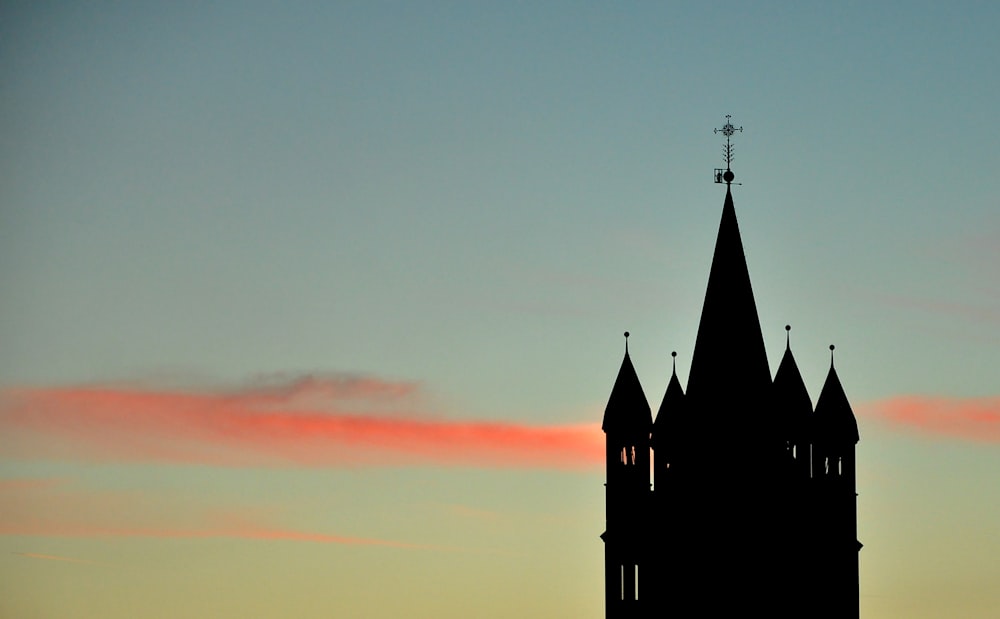 black church under orange sky