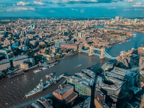 A wide-angle view of a historic London bridge featured prominently in the film's climax