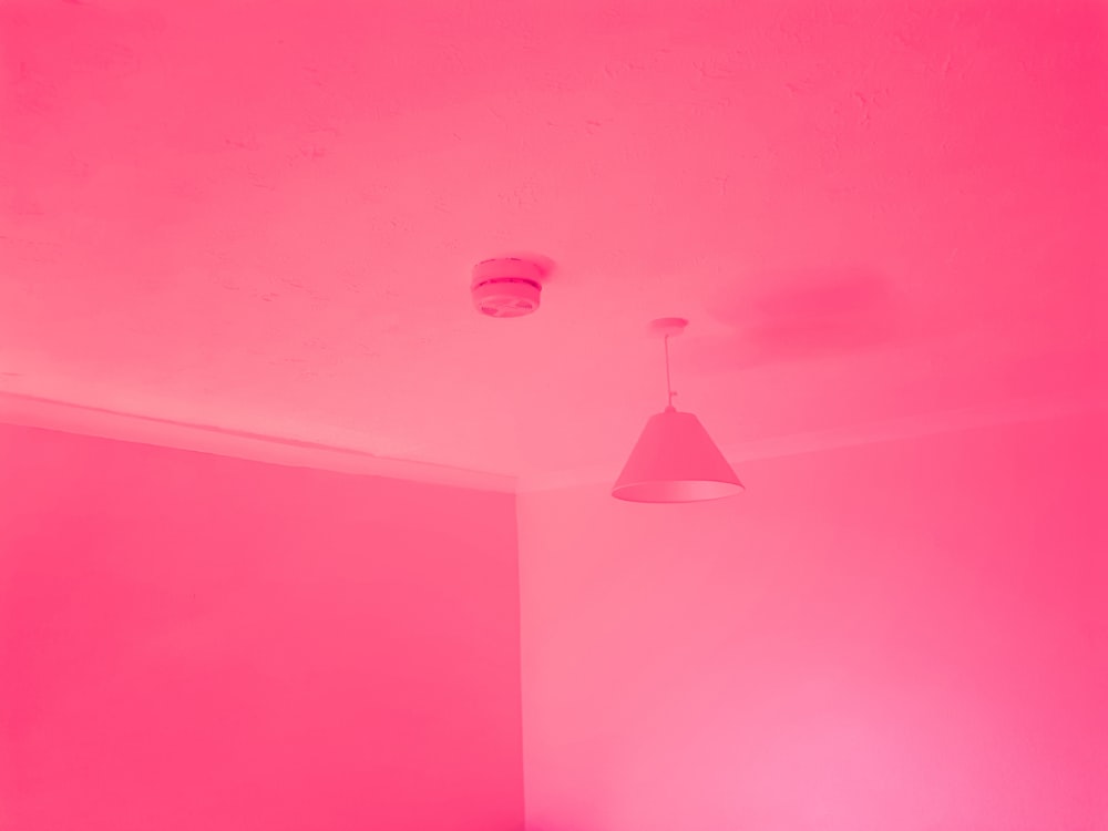 pink pendant lamp turned off