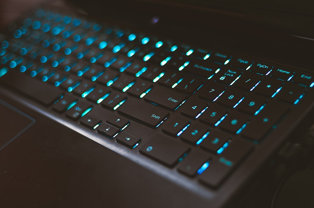 black and blue computer keyboard