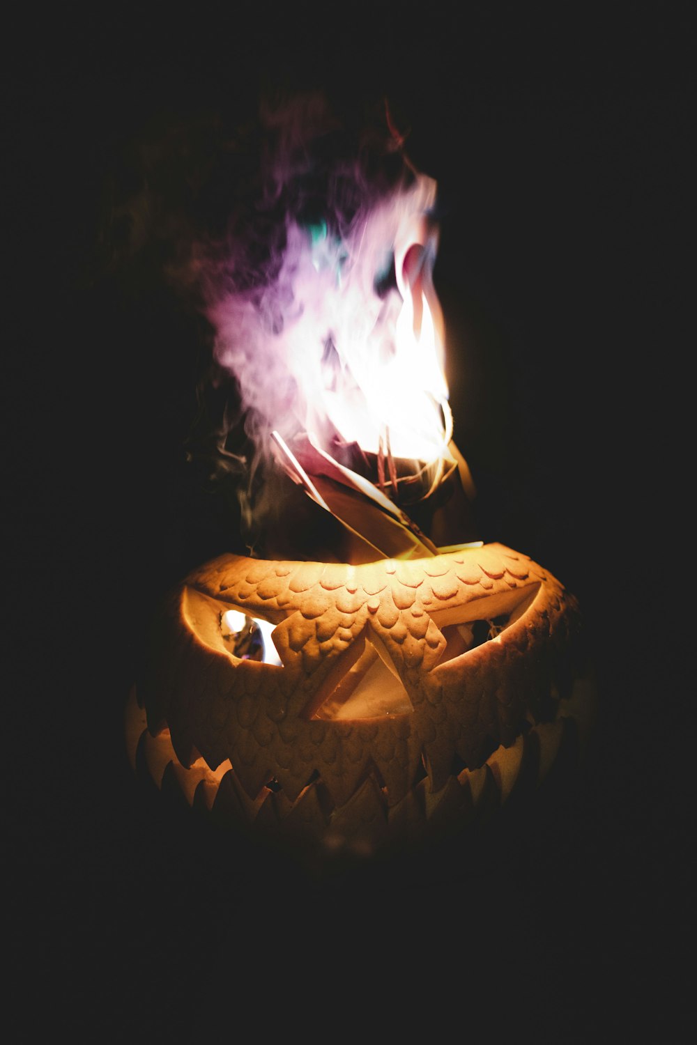 jack o lantern with fire