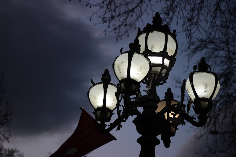 black and white street light