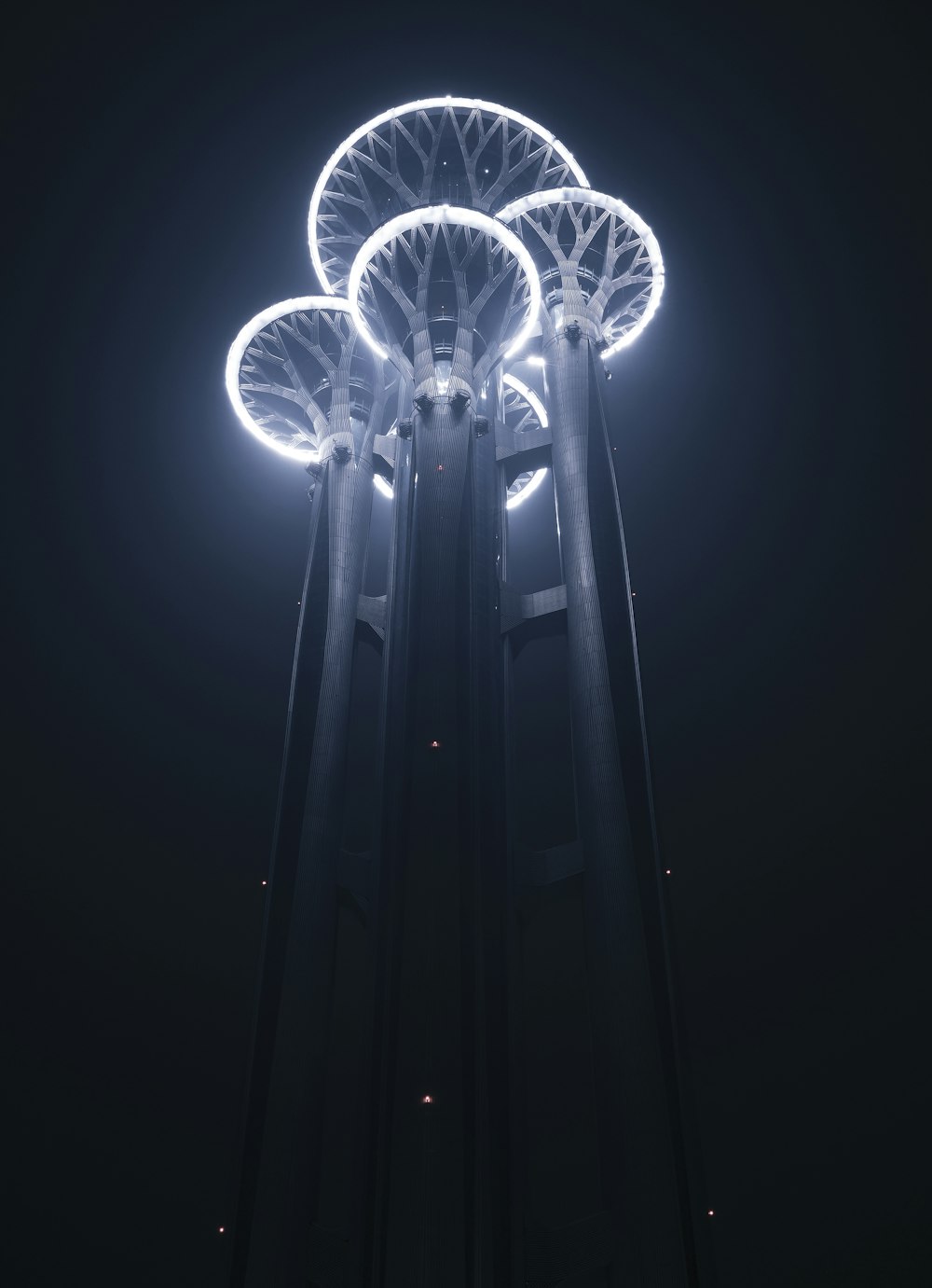 white and blue ferris wheel