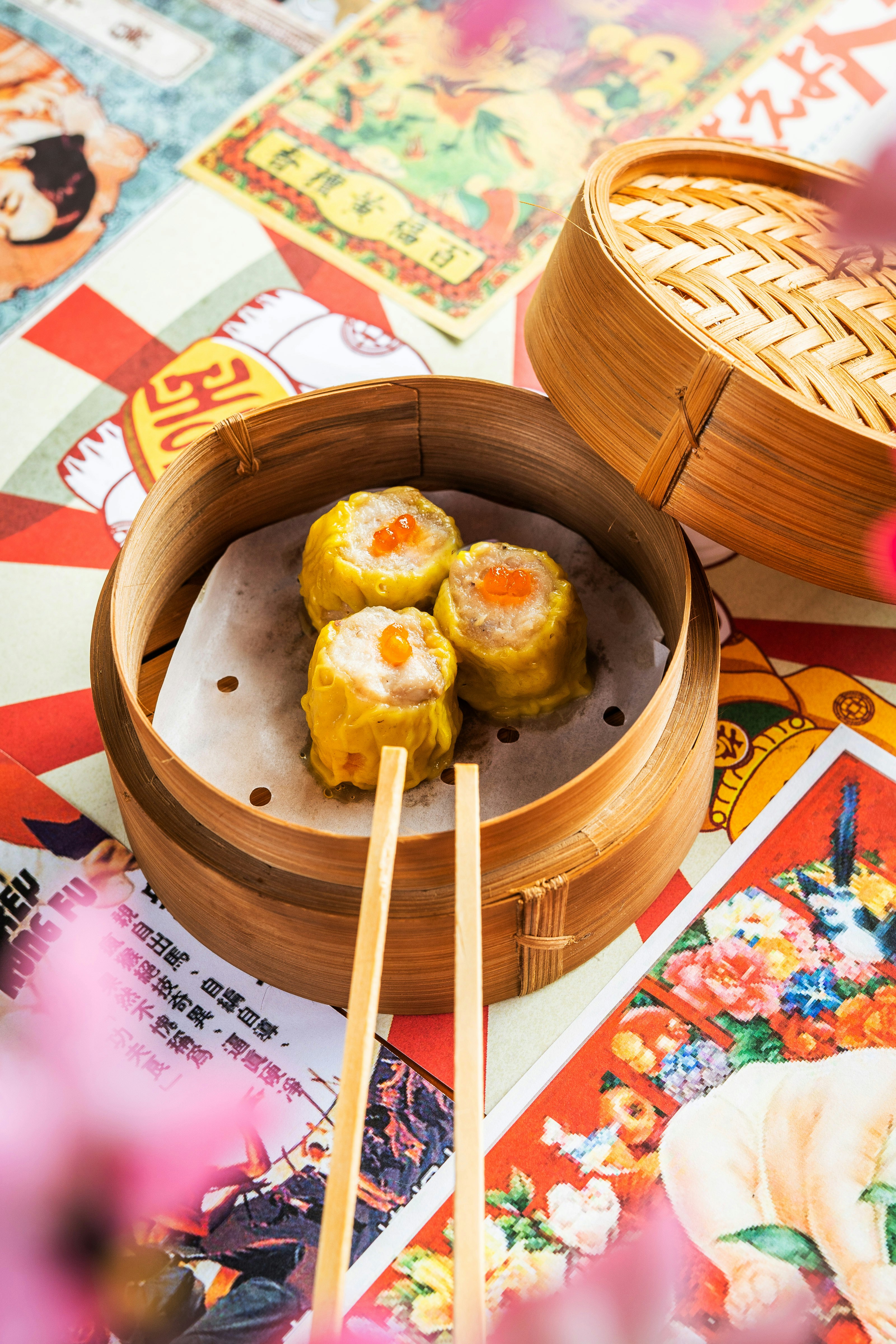 brown wooden round bowl with food