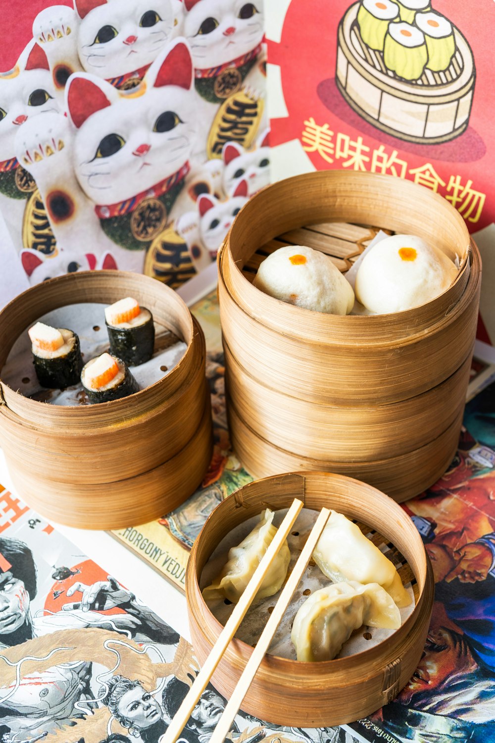 white round food on brown wooden bowl