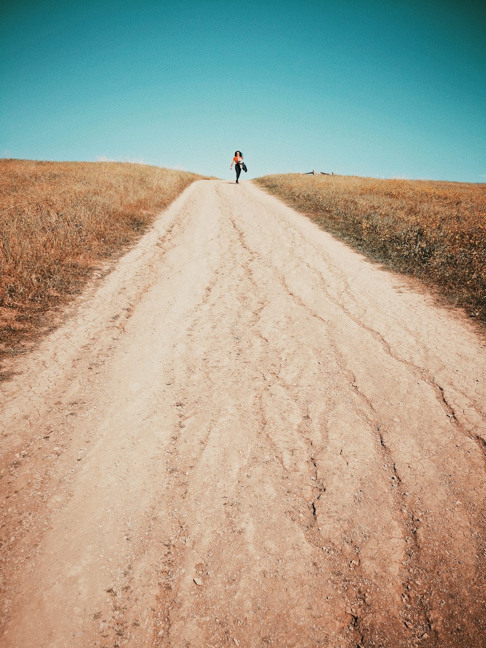 person in blue shirt walking on brown sand during daytime