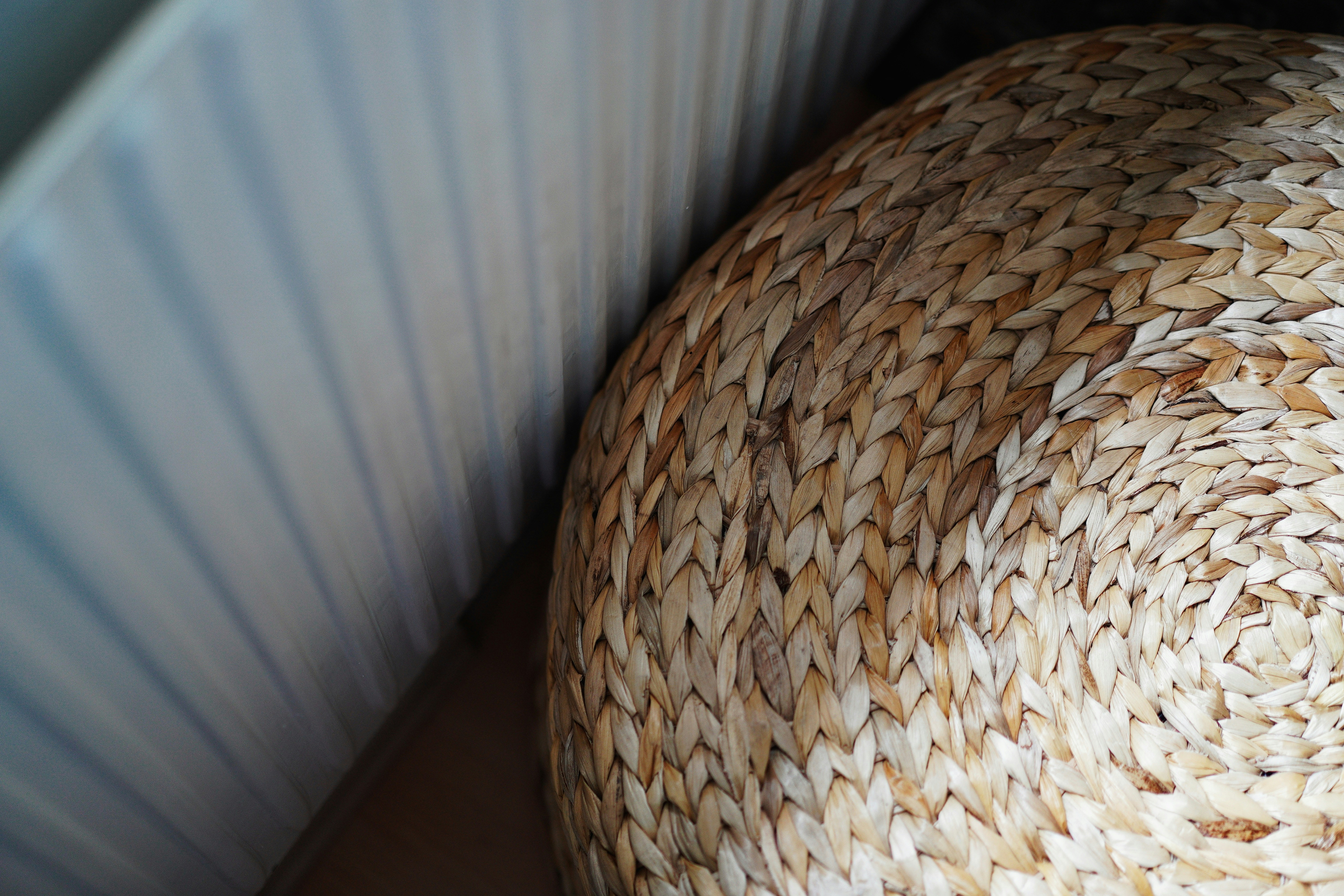 white and brown woven textile