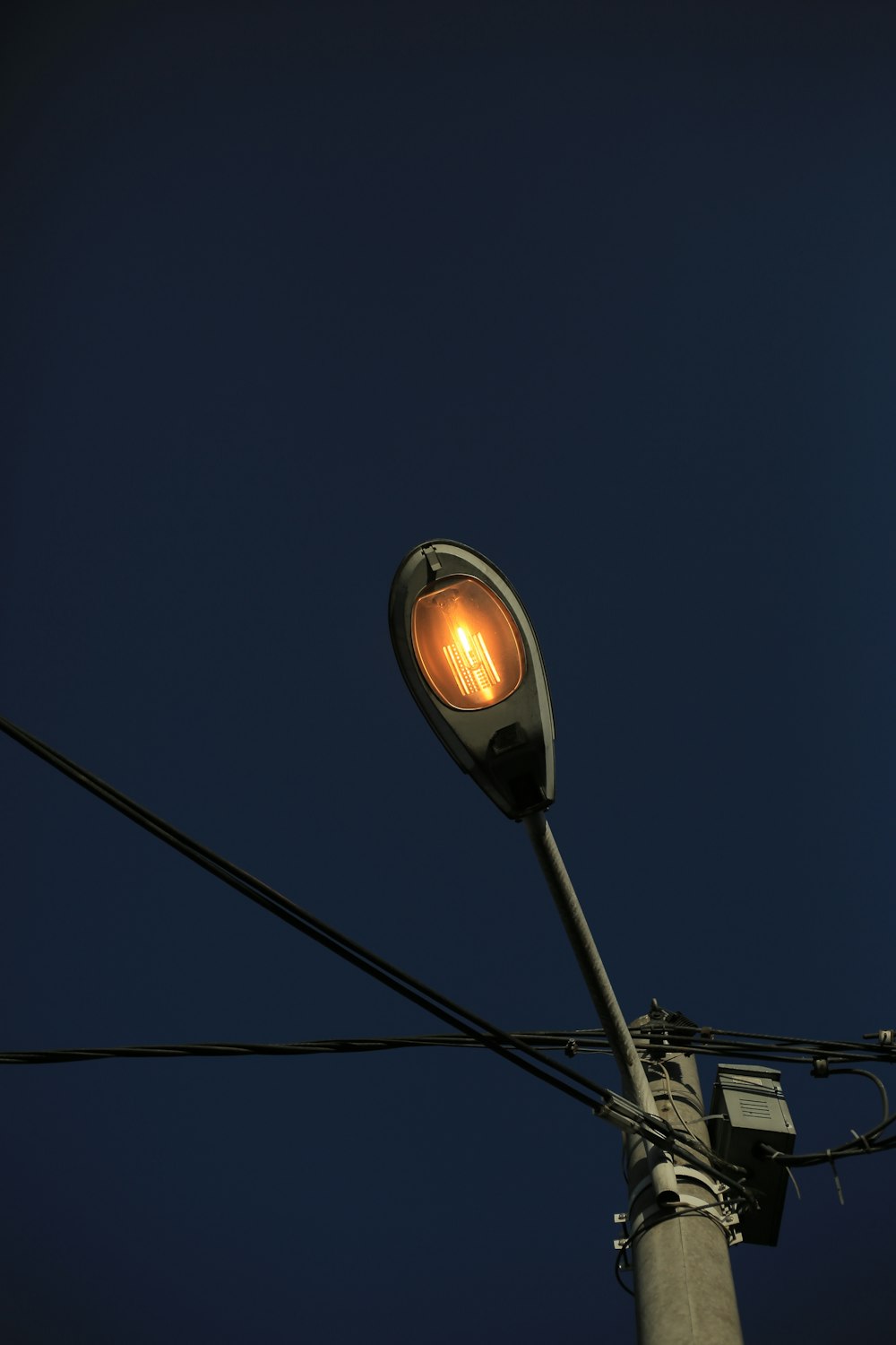 black and silver street light