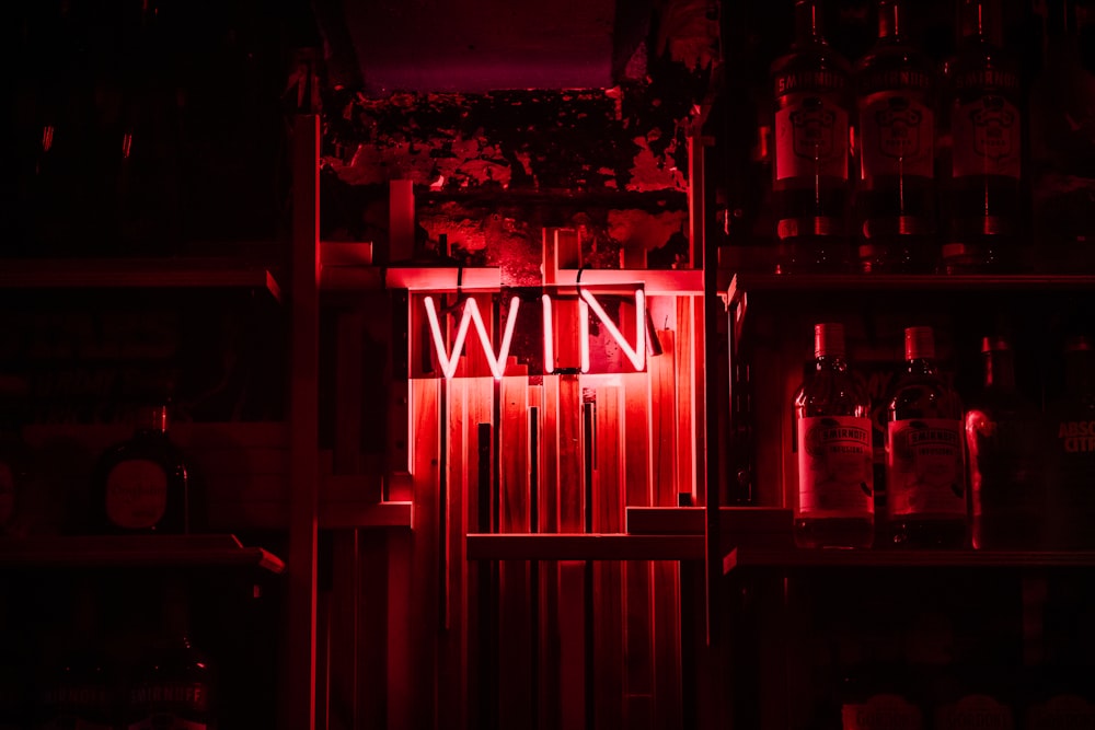 red and white neon light signage