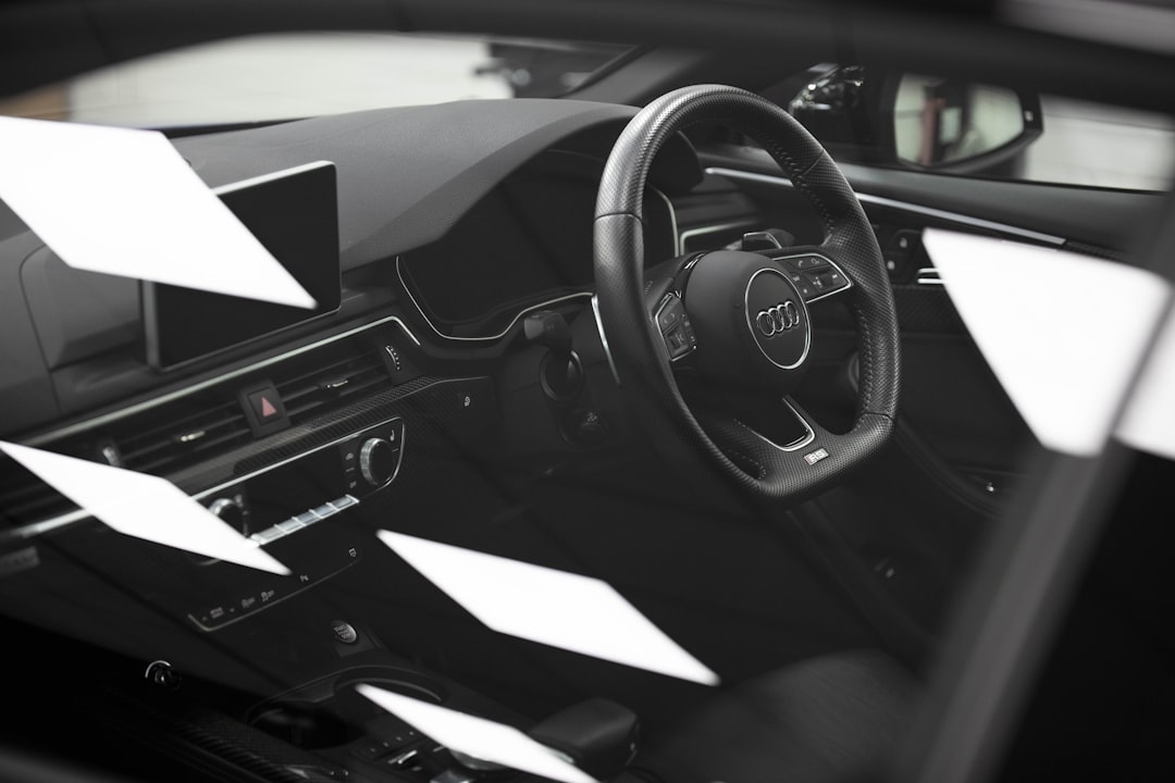 black and white car interior,