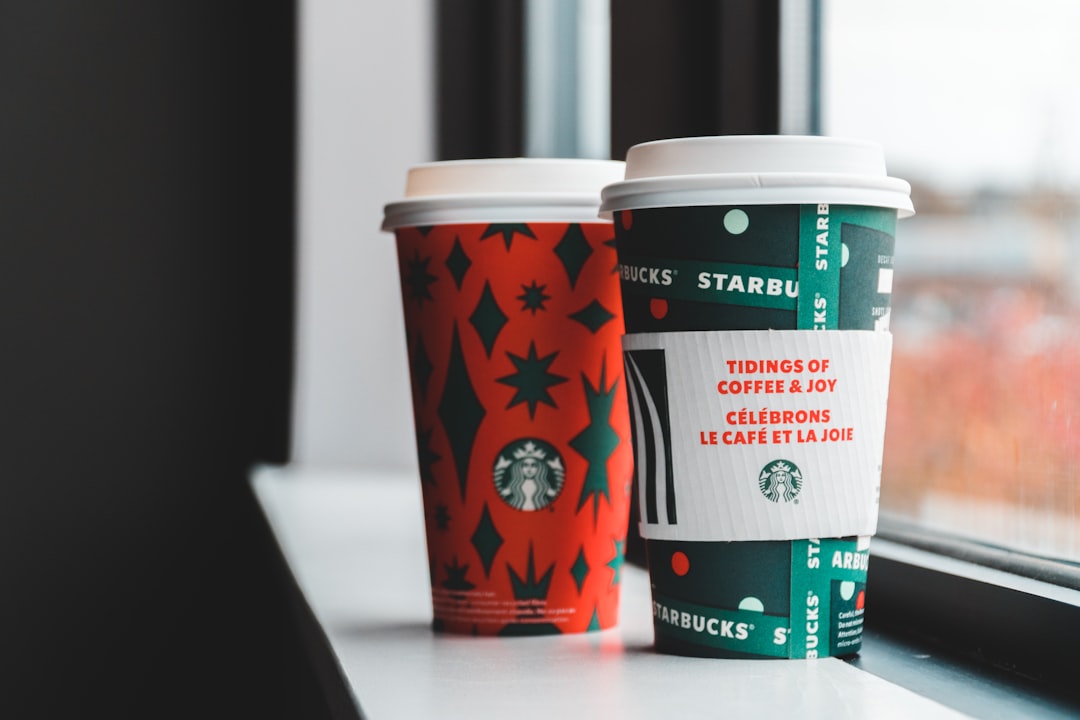 red and white starbucks coffee cup