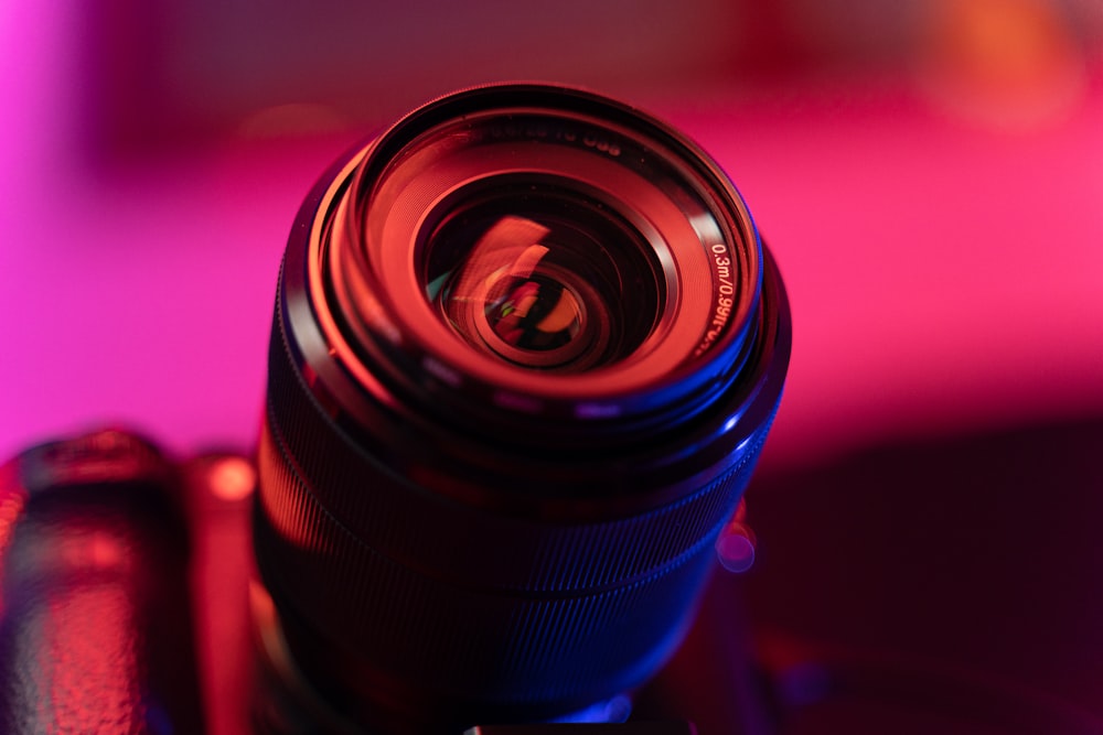 black camera lens in close up photography