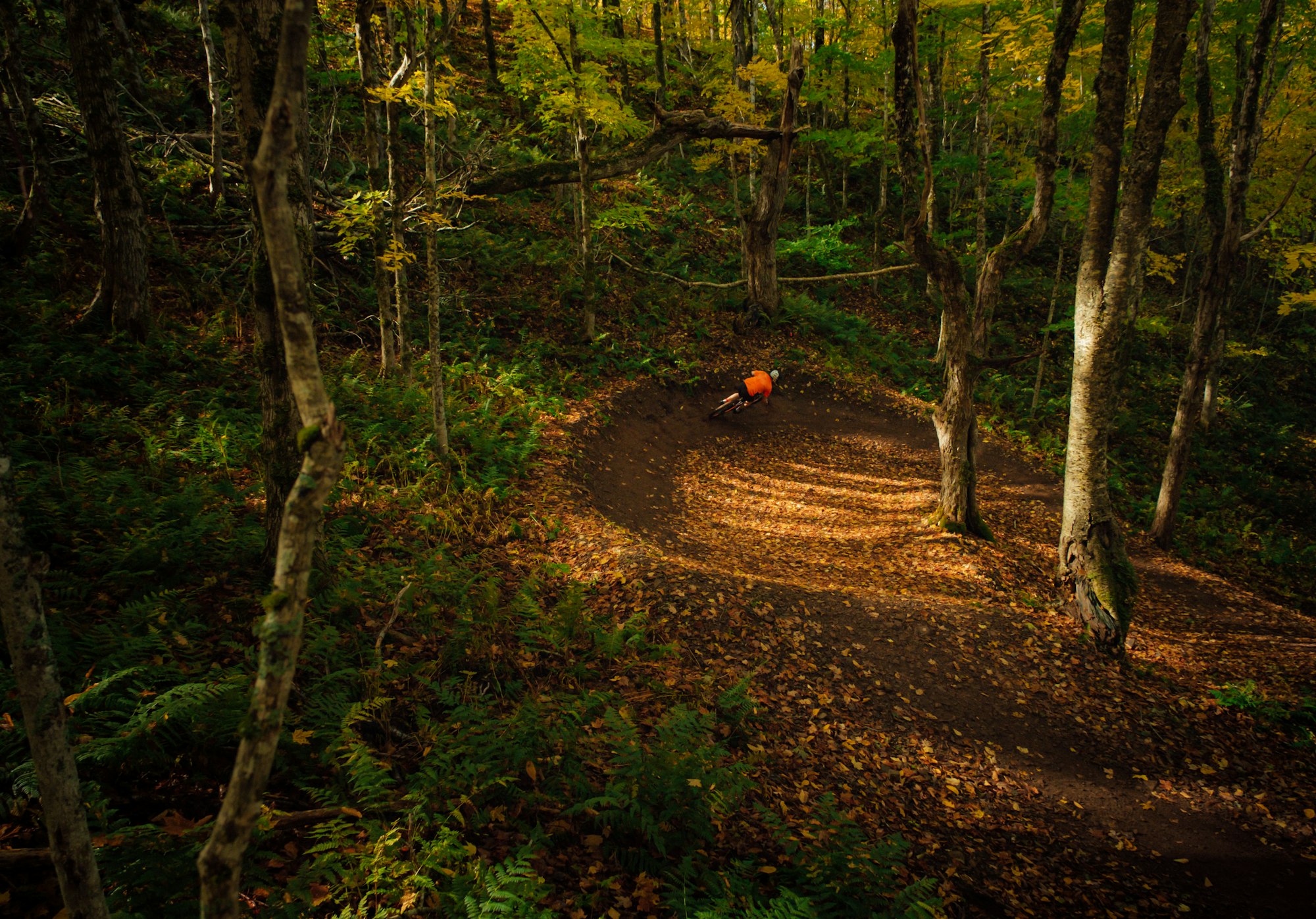 Rider ripping through the bowl on Riverside during the Keppoch Enduro Challenge