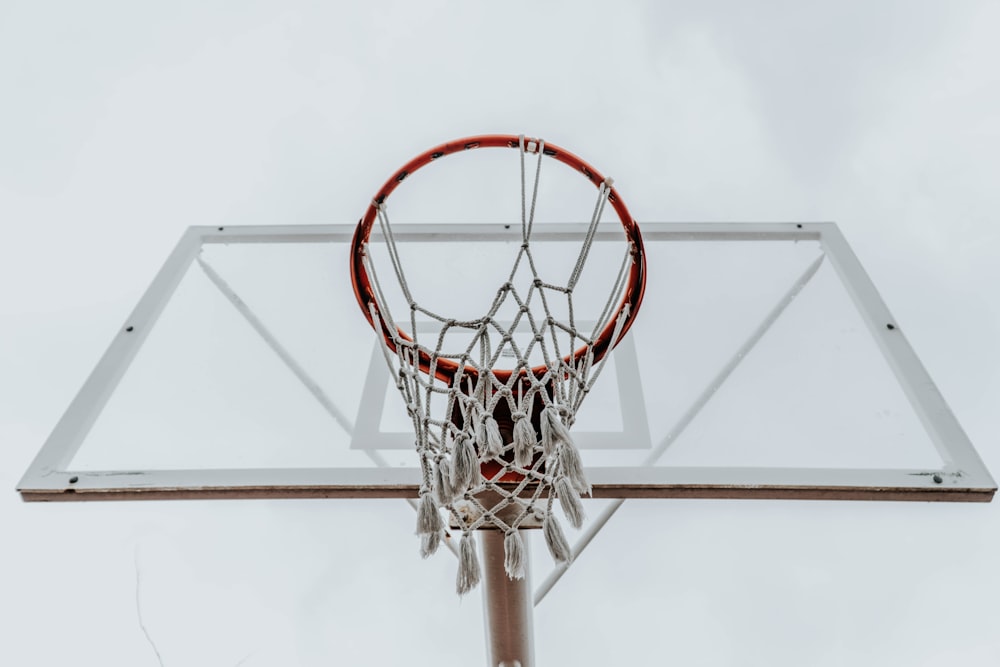 white and red basketball hoop