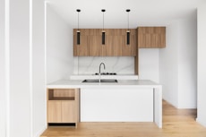 white and brown wooden kitchen cabinet