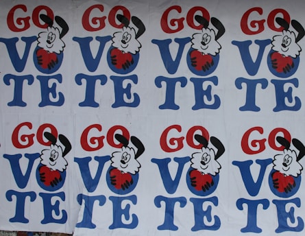red blue and white hello kitty wall art