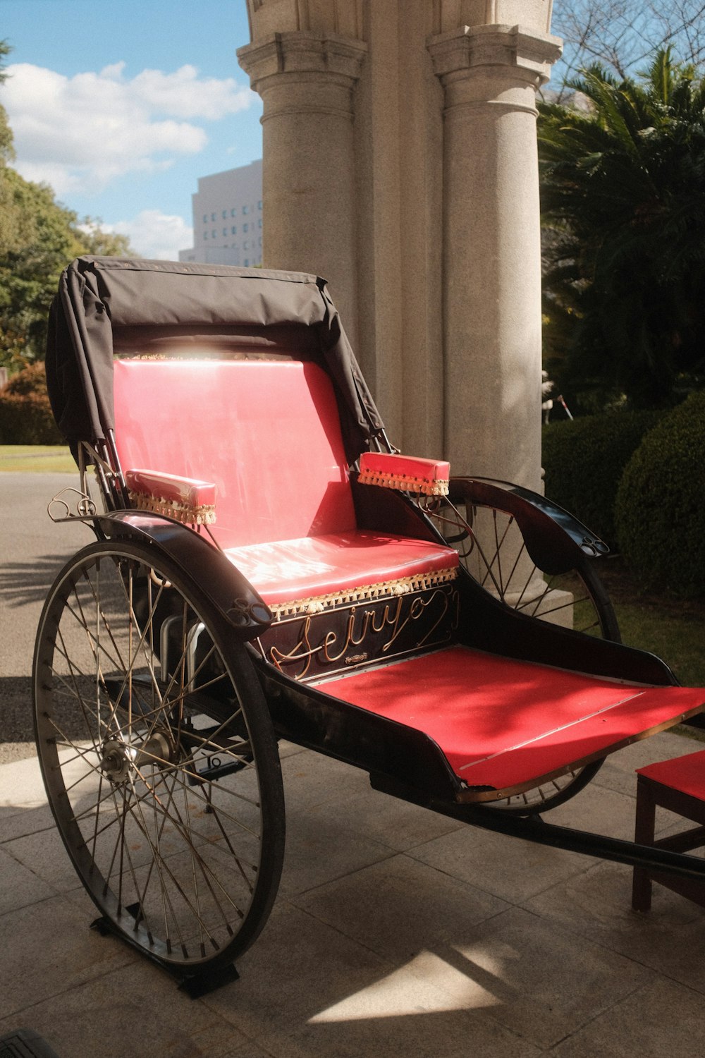 black and red wheel chair