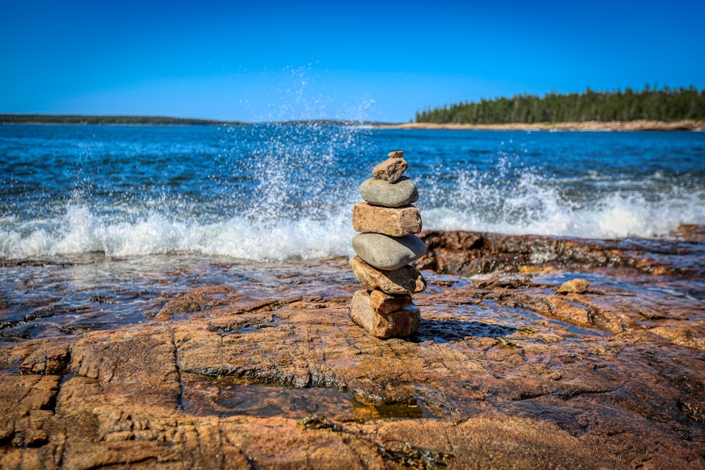 brown and gray rocks by the sea during daytime