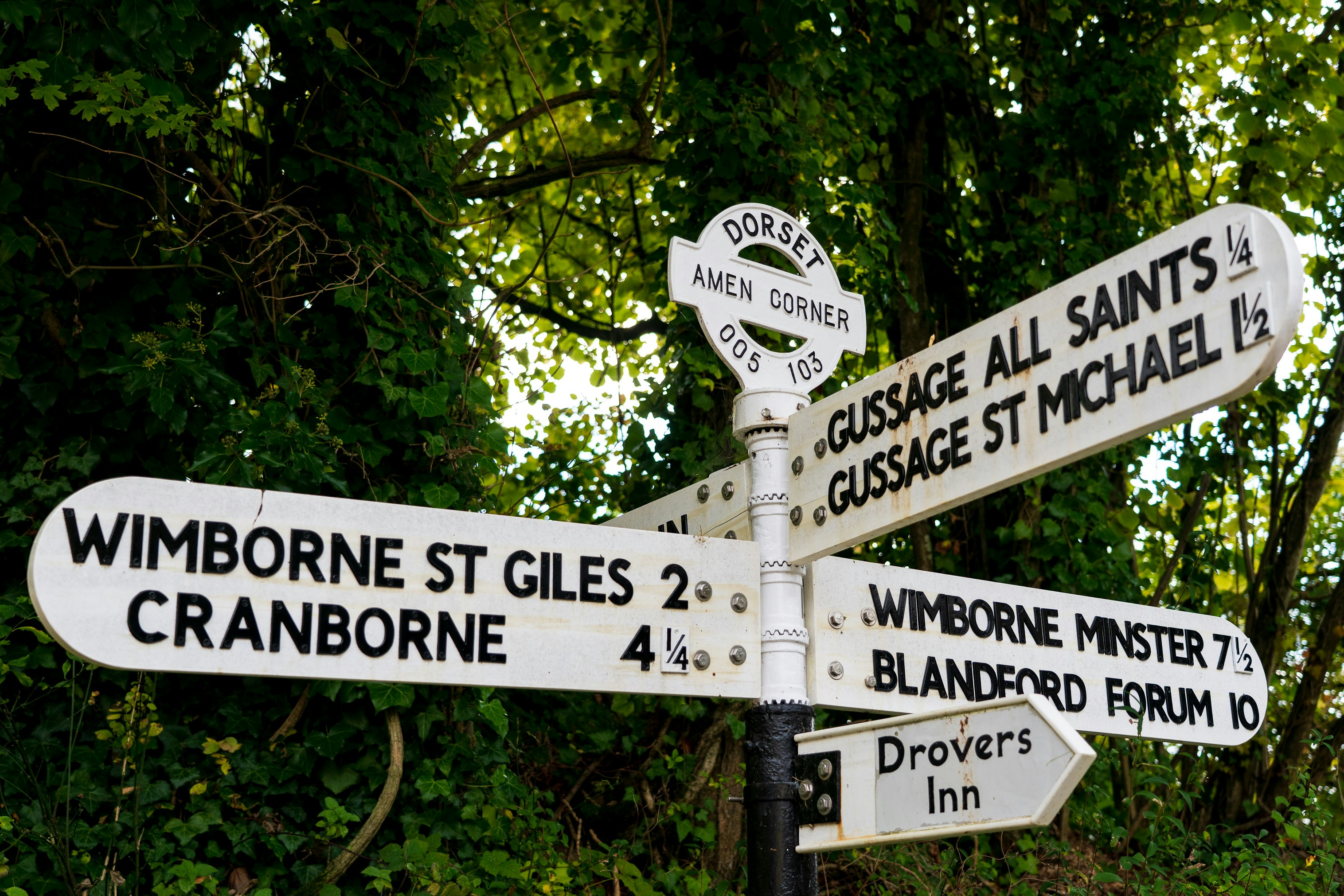 Amen Corner, one of the many fingerposts in the Dorset countryside.