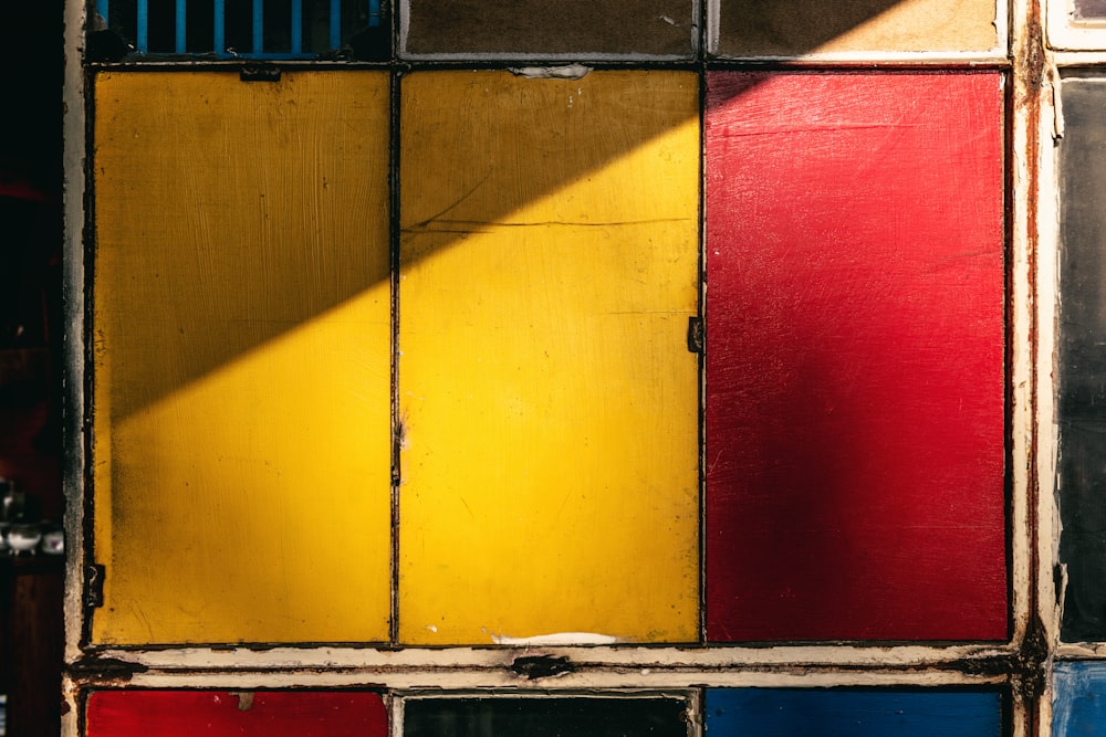 red and yellow wooden wall